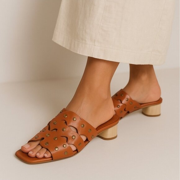 Rachel Comey Brown Leather Mules sandals Size 7 - Picture 1 of 12